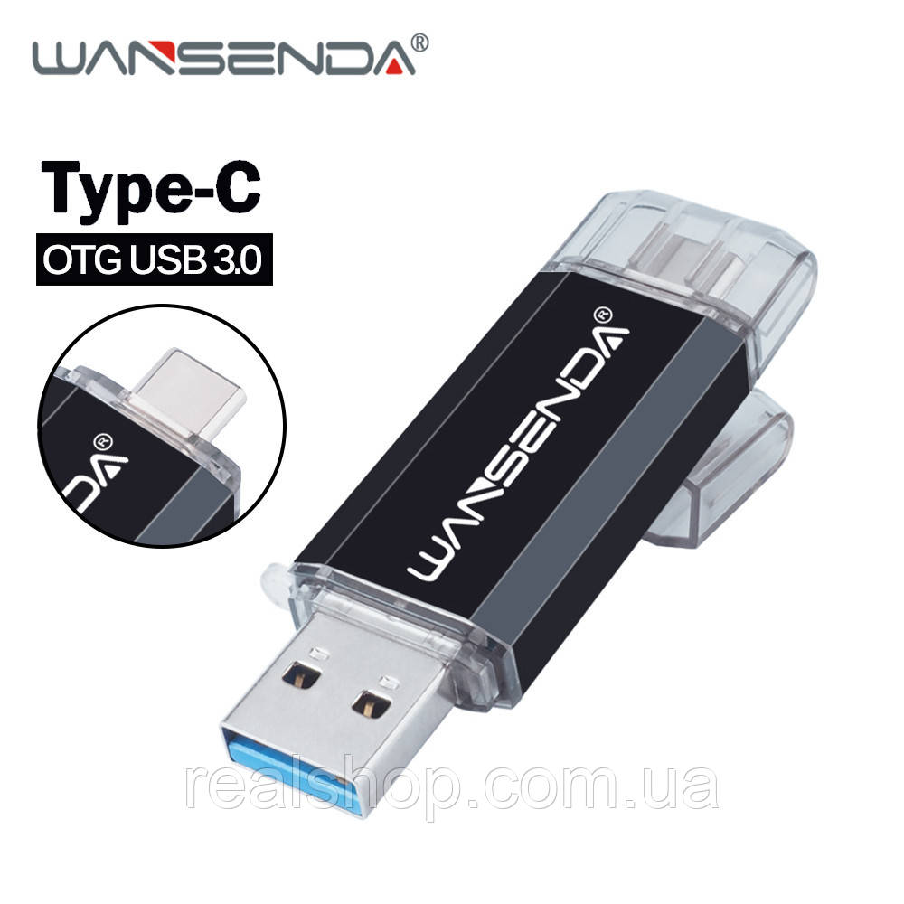 Флеш накопичувач USB 16 GB + OTG Type-С 3.0 WANSENDA (black)