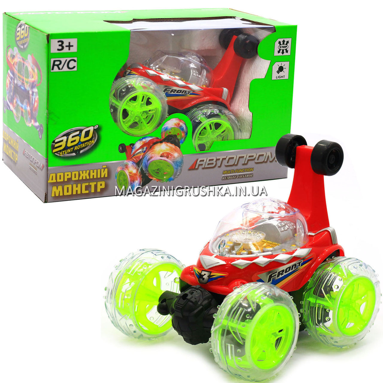 Машинка-перевертень "Автопром» на радіокеруванні аккум., Свет.колеса, 29,5х18х16 см Червона (8817AB), фото 1