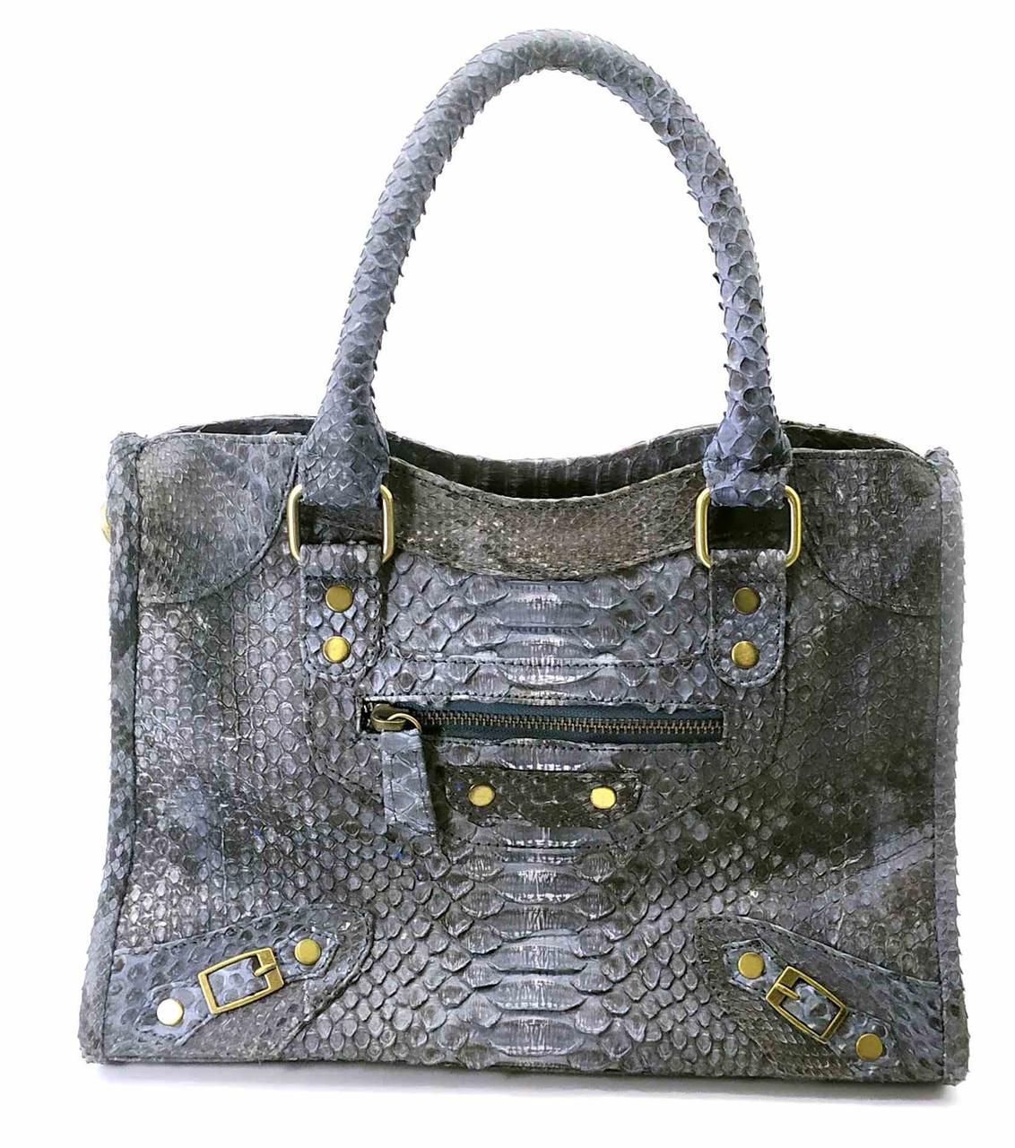 Сумочка зі шкіри пітона сіра (30х21х10 см)A, фото 1