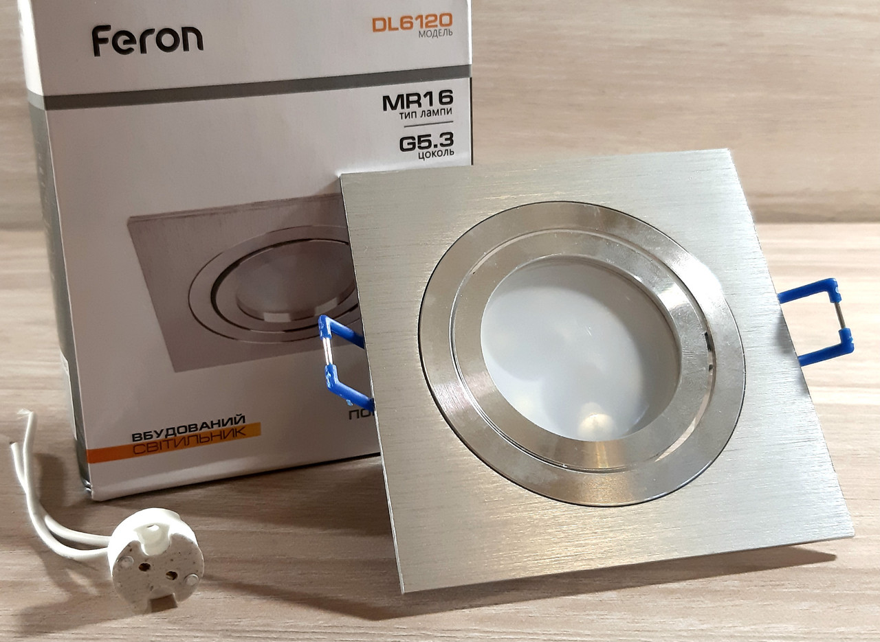 Встраиваемый светильник Feron DL6120 Серебро точечный квадратный поворотный - фото 3 - id-p504127365