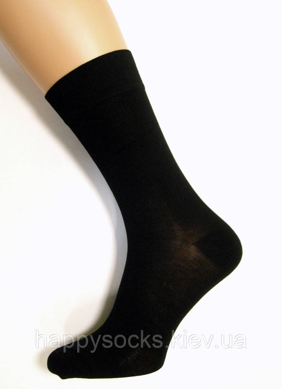 Шкарпетки чоловічі високі бамбукові без шовні чорного кольору