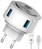 Зарядное устройство Lenyes LCH069-2U 2 USB 2.4A + microUSB кабель