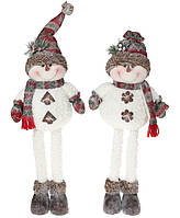 Мягкая новогодняя фигура-игрушка "Снеговик с шарфом" цвет белый с серым, рождественский декор 58 см, 2 вида