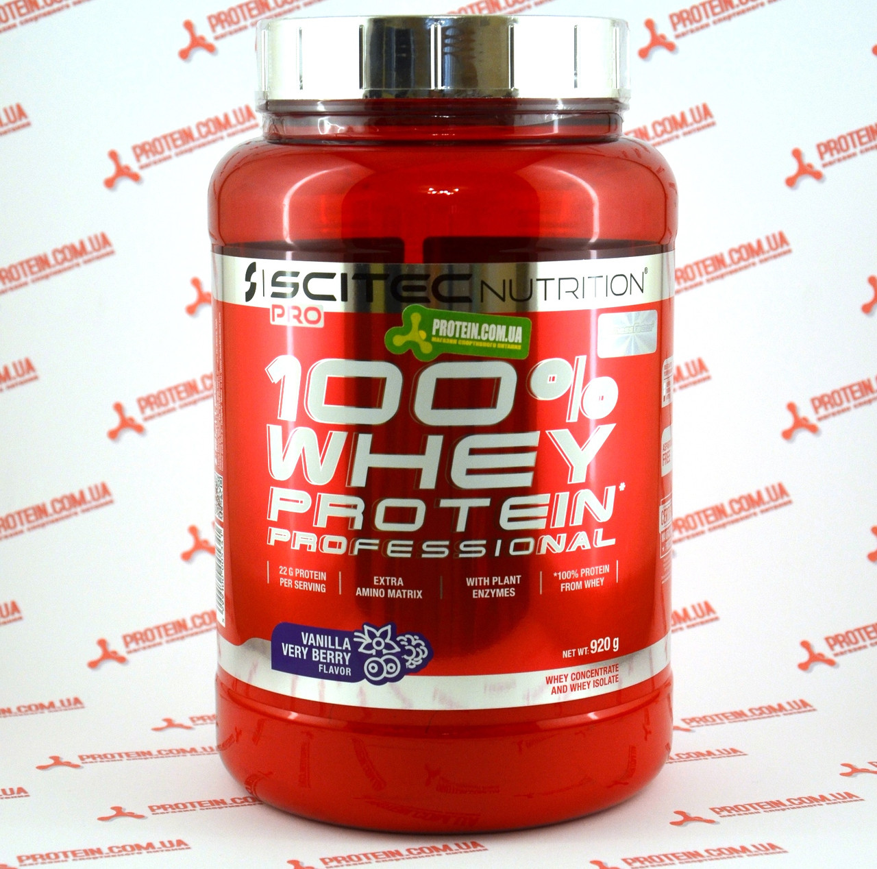Протеїн Scitec Nutrition 100% Whey Protein Professional 920 г Vanilla Very Berry Ягідна Ваніль