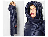 Пуховик жіночий теплий довгий зимовий. Куртка пальто з капюшоном, розмір M (чорний), фото 5