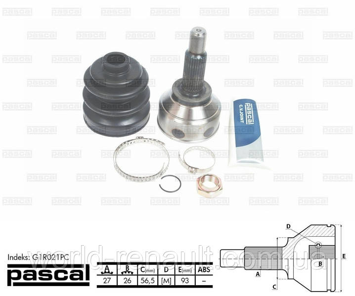 Шрус зовнішній на Рено Трафік II 1.9dci з 2001г. / PASCAL G1R021PC