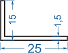 Алюминиевый уголок 25х15х1,5мм