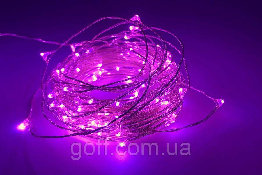 Гірлянда крапля роси 5 метрів з батарейками рожевий колір
