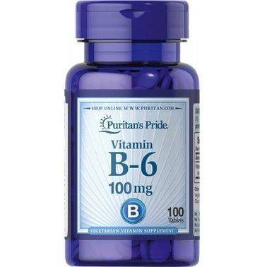 Puritan's Pride Vitamin B-6 (Pyridoxine Hydrochloride) 100 mg 100 Tabs, фото 1