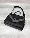 Жіноча чорна ділова сумка формату а4 портфель добротна оригінальна сумочка саквояж класична на плече, фото 3