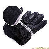 Зимові сенсорні рукавички хутряні, утеплені, флісові (для сенсорних екранів телефонів) Чорні L, фото 2