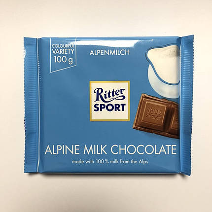 Шоколад Ritter Sport молочний Alpenmilch, 100 г., фото 2