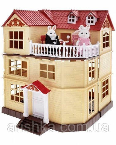 Большой домик Happy Family 012-10 животные флоксовые (аналог Sylvanian Families). Свет, фото 2