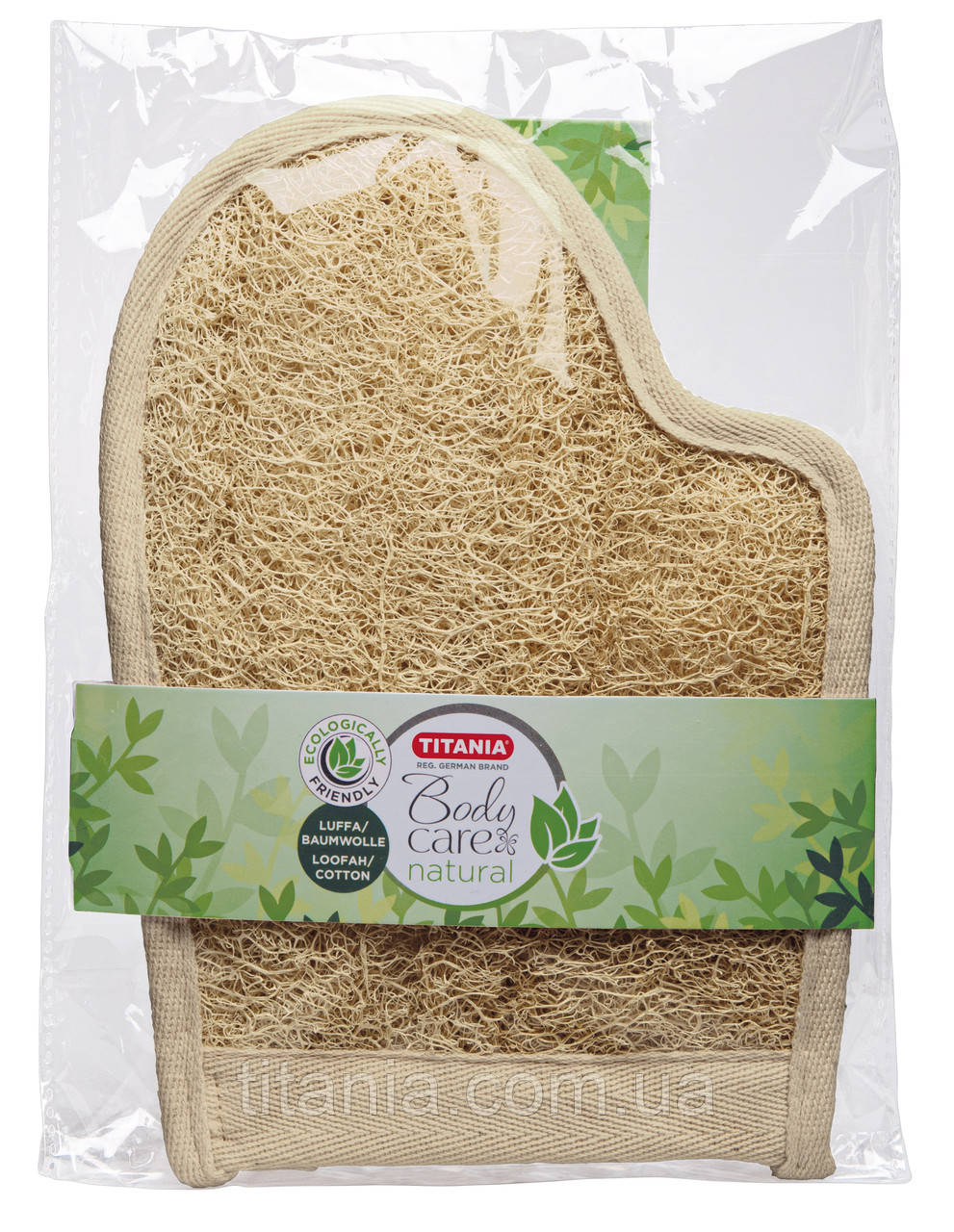Опт, Мочалка лазнева з луфи та бавовни у формі рукавички 23,5х16,5 см. TITANIA art.7255, фото 1