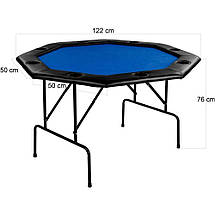 Складаний покерний стіл Pro Poker Compact 122x122x76 см Синій (830896), фото 6