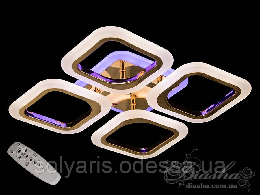 Стельова люстра з димером і LED-підсвіткою, колір золото, 55 W AS8060/4G LED 3color dimmer, фото 1