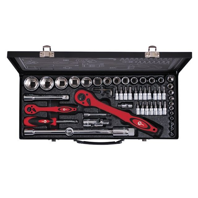 Професійний набір інструменту 1/2" & 1/4", 56 од (гол. 4-32 мм, біти 18 од.) INTERTOOL ET-6056, фото 1