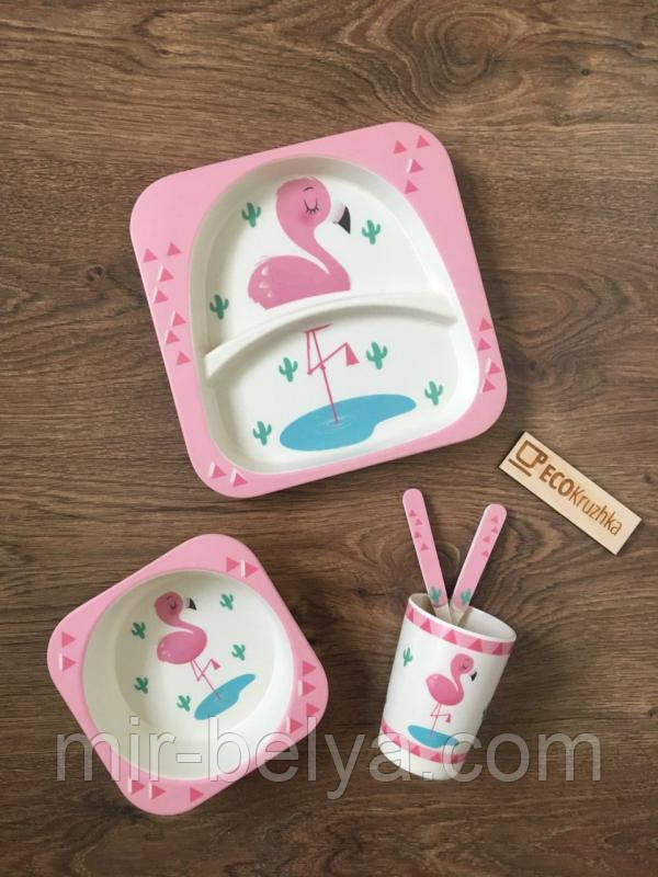 Набір дитячої бамбуковій посуду 5 предметів, фото 1