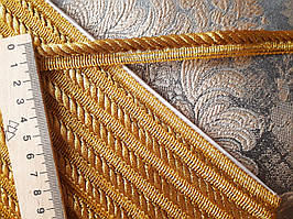 Шнур текстильний декоративний золото Шнур кант ушивний золотистий люрексовий 7 мм. Ціна за 1 метр.