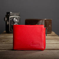 Жіноче шкіряне портмоне із затискачем для грошей на блискавці Kafa червоний