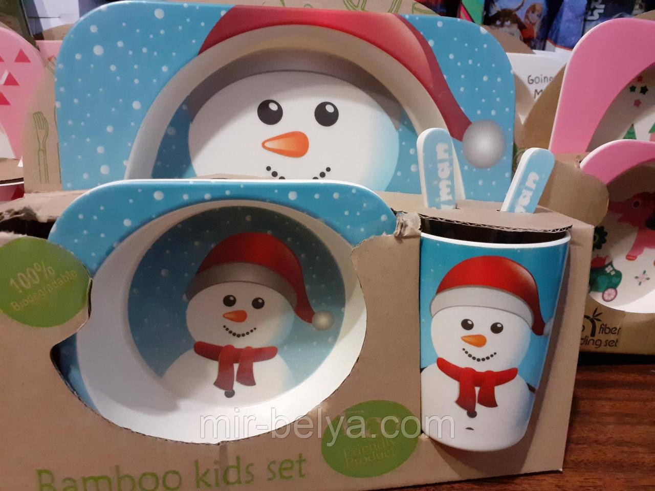 Набір дитячої бамбуковій посуду 5 предметів, фото 1