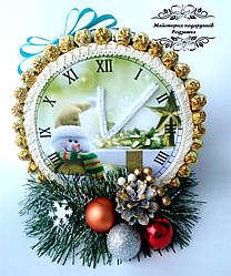 Новорічний годинник із цукерок. Новорічні подарунки. Пайові подарунки на Миколая, Новий рік. Різдво