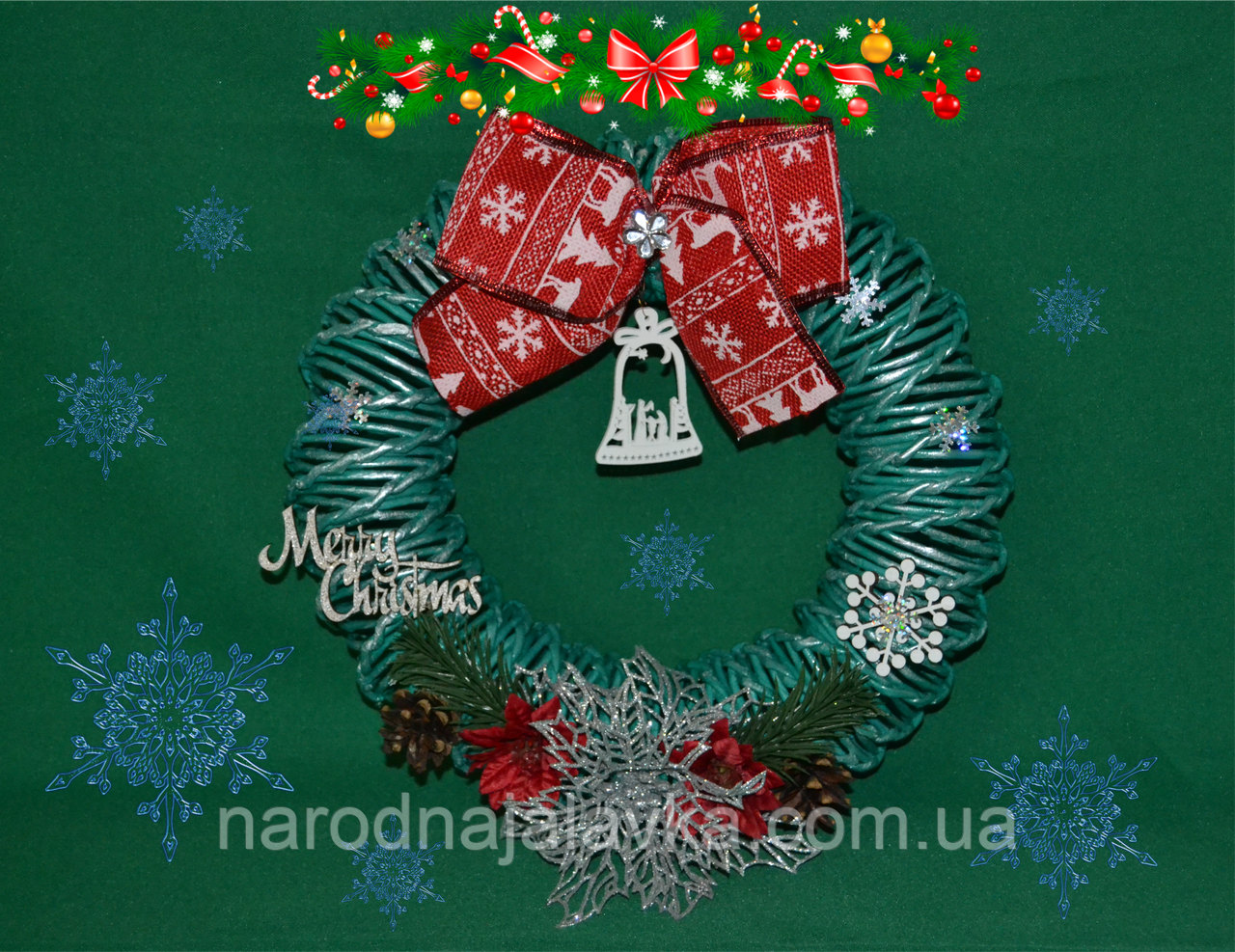 Різдвяний вінок із паперової лози. Ексклюзивна ручна робота.