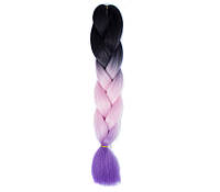 Канекалон XR Hair омбре трехцветный Черный Розовый Синий 65 см 100 грамм XR-010