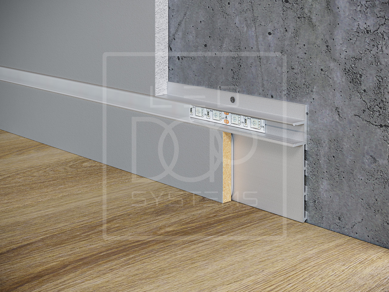 Купить Алюминиевый плинтус скрытого монтажа с LED подсветкой без ...