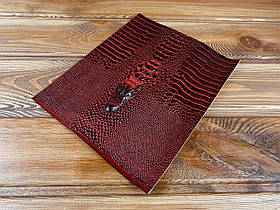 Шкіра штучна з тисненням крокодила 20*25 см колір Бордовий