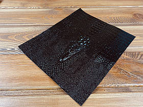 Шкіра штучна з тисненням крокодила 20*25 см колір Чорний