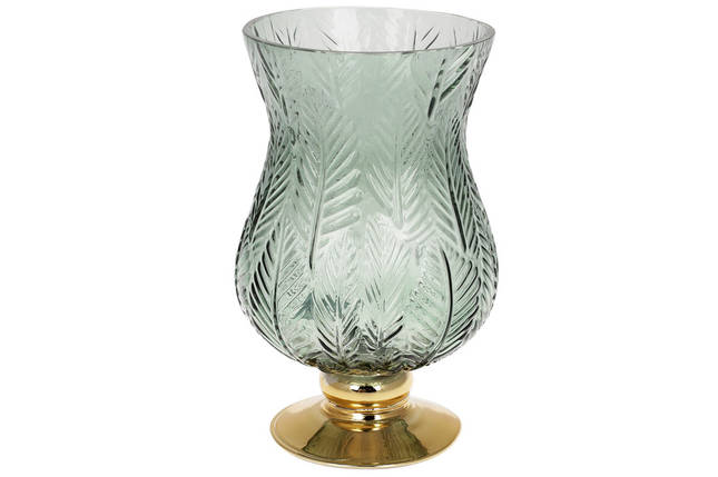 Скляна ваза Розалін 14*15*25 см, колір зелений із золотом (591-239), фото 1