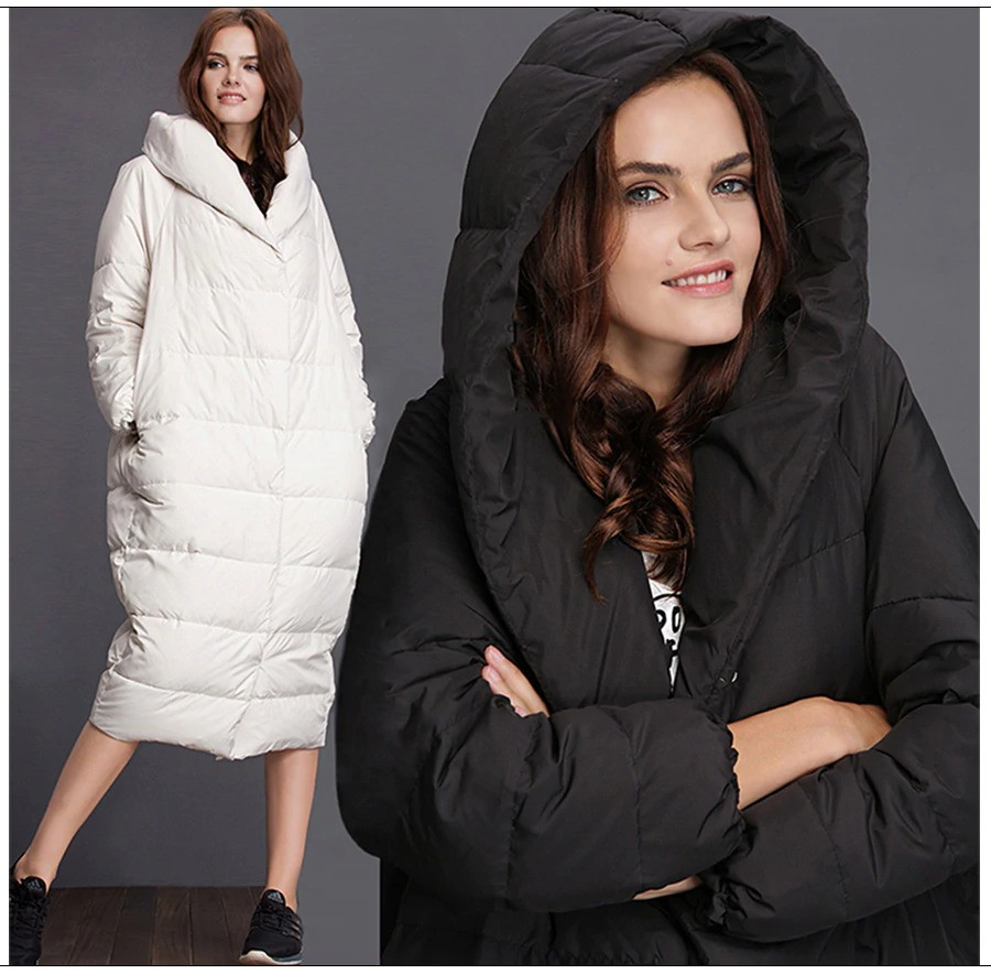Пуховик одеяло женский длинный. Пуффер пальто на био пухе, размер L (черный) - фото 7 - id-p1081539432