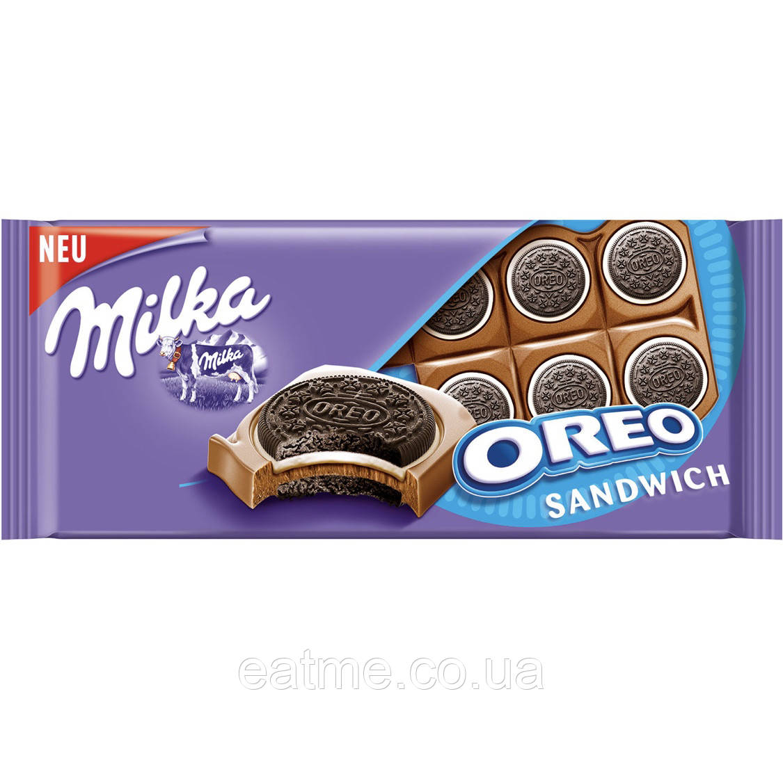 Milka Oreo Sandwich Молочний шоколад із цілим перенесений Oreo 92g