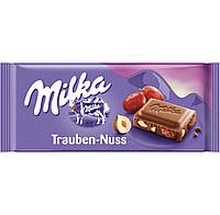 Milka Trauben-Nuss Молочный шоколад с изюмом и дроблённым фундуком 100g