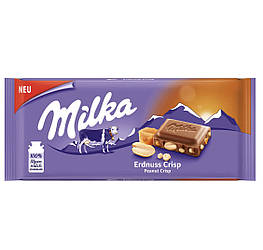 Milka Erdnuss Crisp Молочний шоколад з арахісом і солоною карамеллю 90g