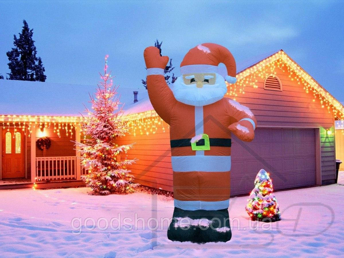 Надувний Дід Мороз LED висота 180 см величезний Санта Клаус