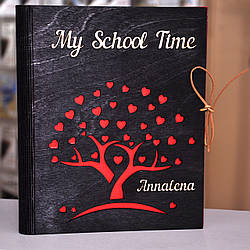 Фотоальбом із дерева "My School Time" (дерево сердець) фарбований