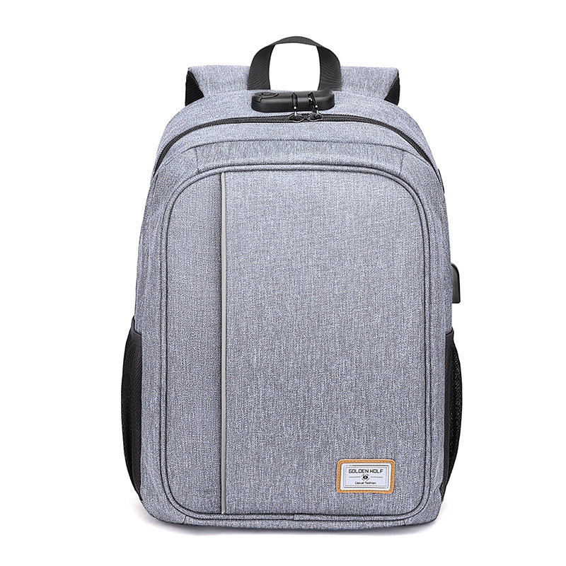 Тканинний міський рюкзак Golden Wolf GB00376 з кодовим замком, USB-портом і отвором для навушників, 20 л Сірий, фото 1