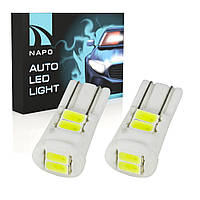 Автолампа диодная T10-5630-6smd Ceramic комплект 2 шт W5W T10 цвет свечения белый