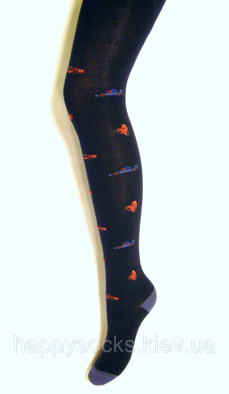 Дитячі колготки бавовняні з машинками 116-122 см