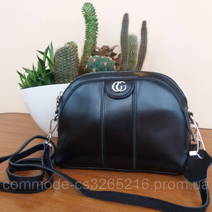 Кожаная женская сумка чёрного цвета Китай - фото 1 - id-p1081750744