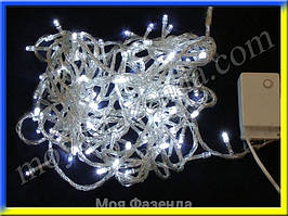 Гирлянда светодиодная 100 белых лампочек (белый, полупрозрачный провод)