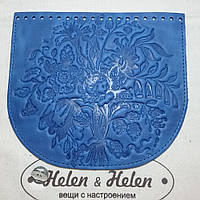 Клапан для сумки. "Букет". Цвет "Василек".