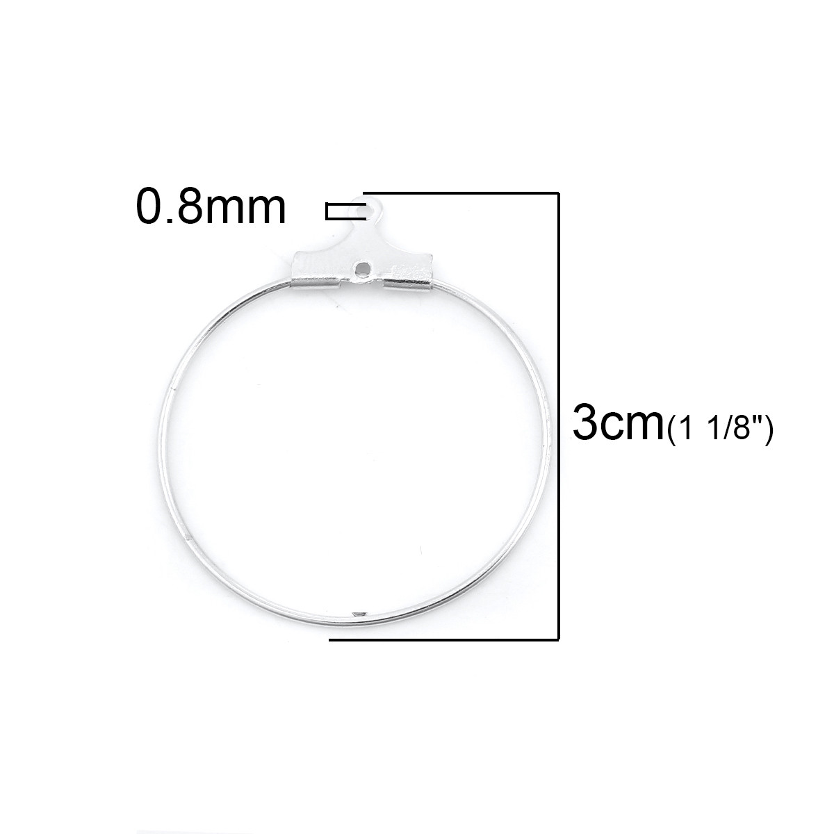 Сережка Кільце, Метал, Колір: сріблястий тон, Основа з петлею, 29 мм x 26 мм, Ціна за 1 шт.