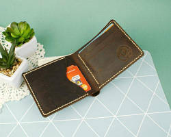 Чоловічий гаманець портмоне зі шкіри Ройовий коричневий