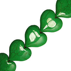 Намистини Серця 32х35х8 мм  Великі Зелені, Фурнітура для Біжутерії