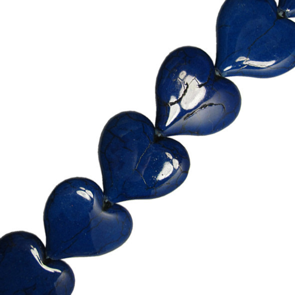 Намистини Серця Великі Сині, Розмір 32 мм, Намистини для Біжутерії, Фурнітура для Кулонів, фото 1