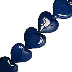 Намистини Серця Великі Сині, Розмір 32 мм, Намистини для Біжутерії, Фурнітура для Кулонів