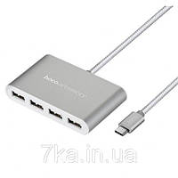 USB Кабель HUB Type-C Hoco HB3 4USB Металевий